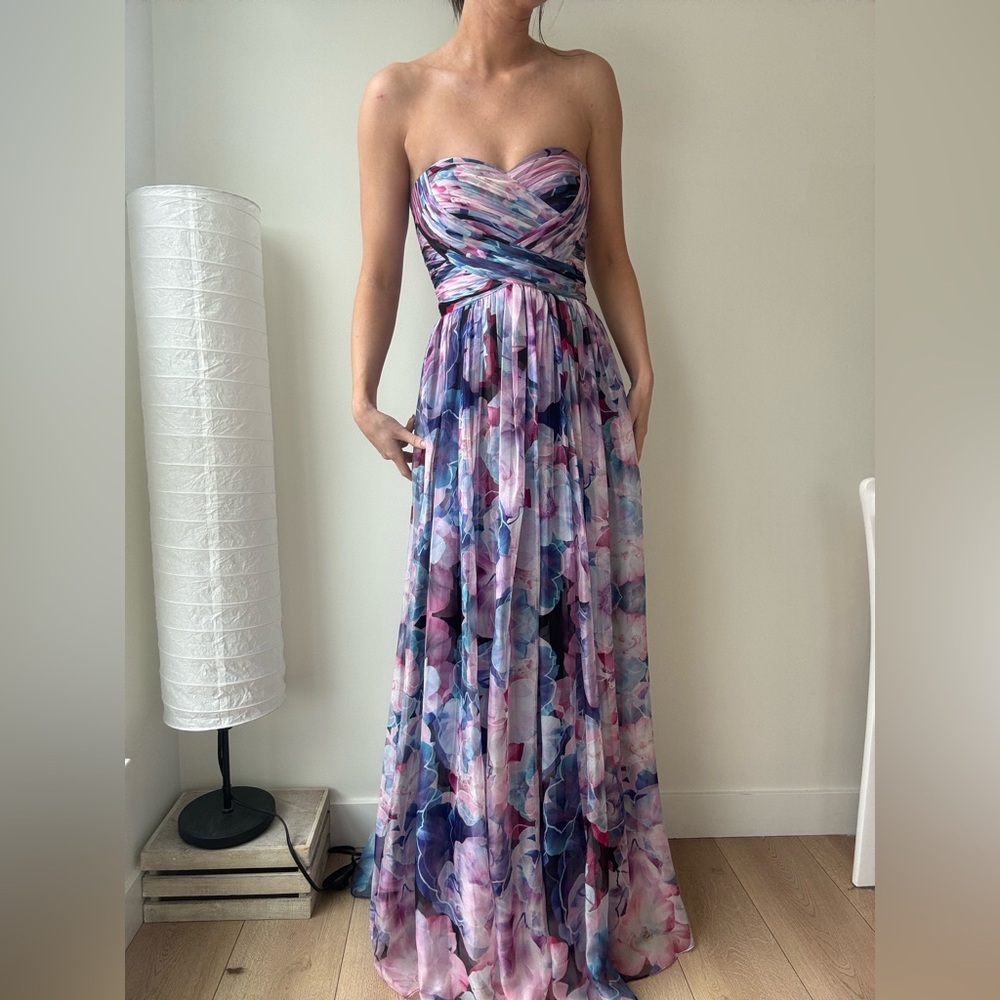 Lulus Bariano Special Effects Purple Floral Print Maxi Dress- XS - Picture 4 of 8